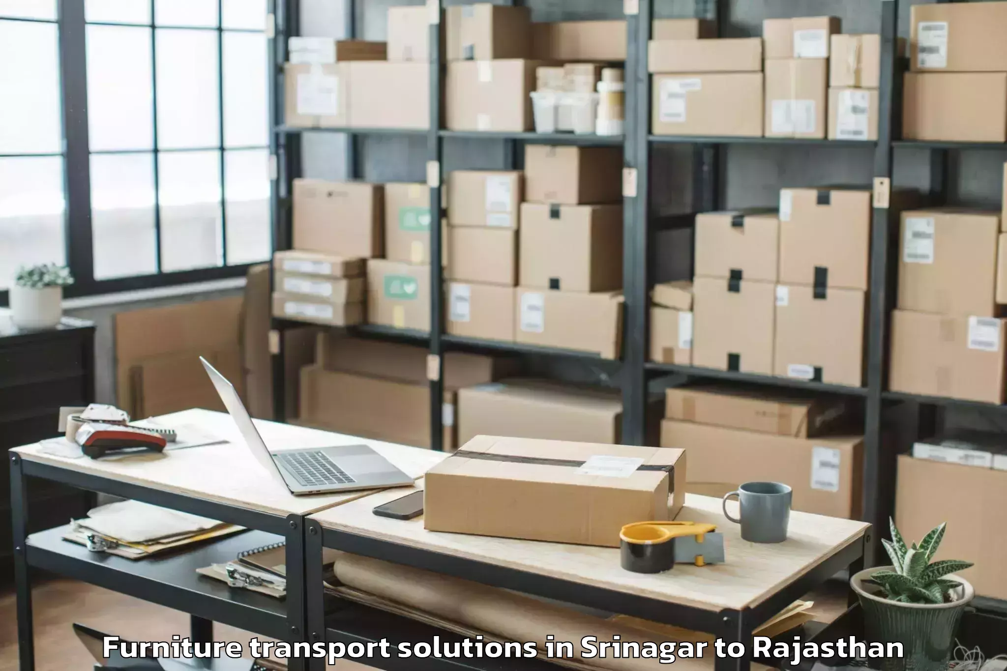 Trusted Srinagar to Phalodi Furniture Transport Solutions